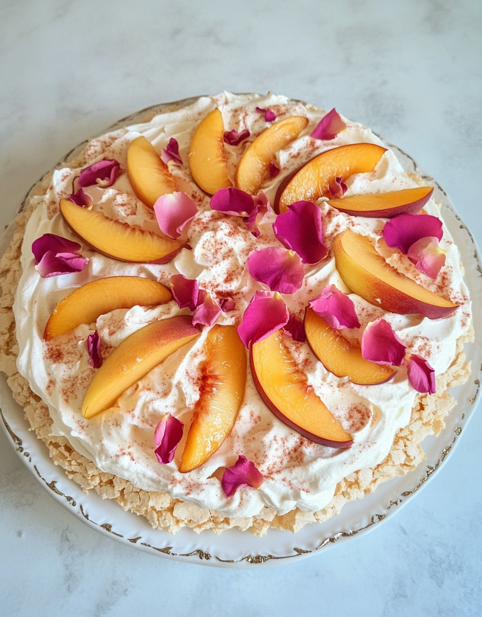 Peach and Rose Pavlova Valentine’s Day