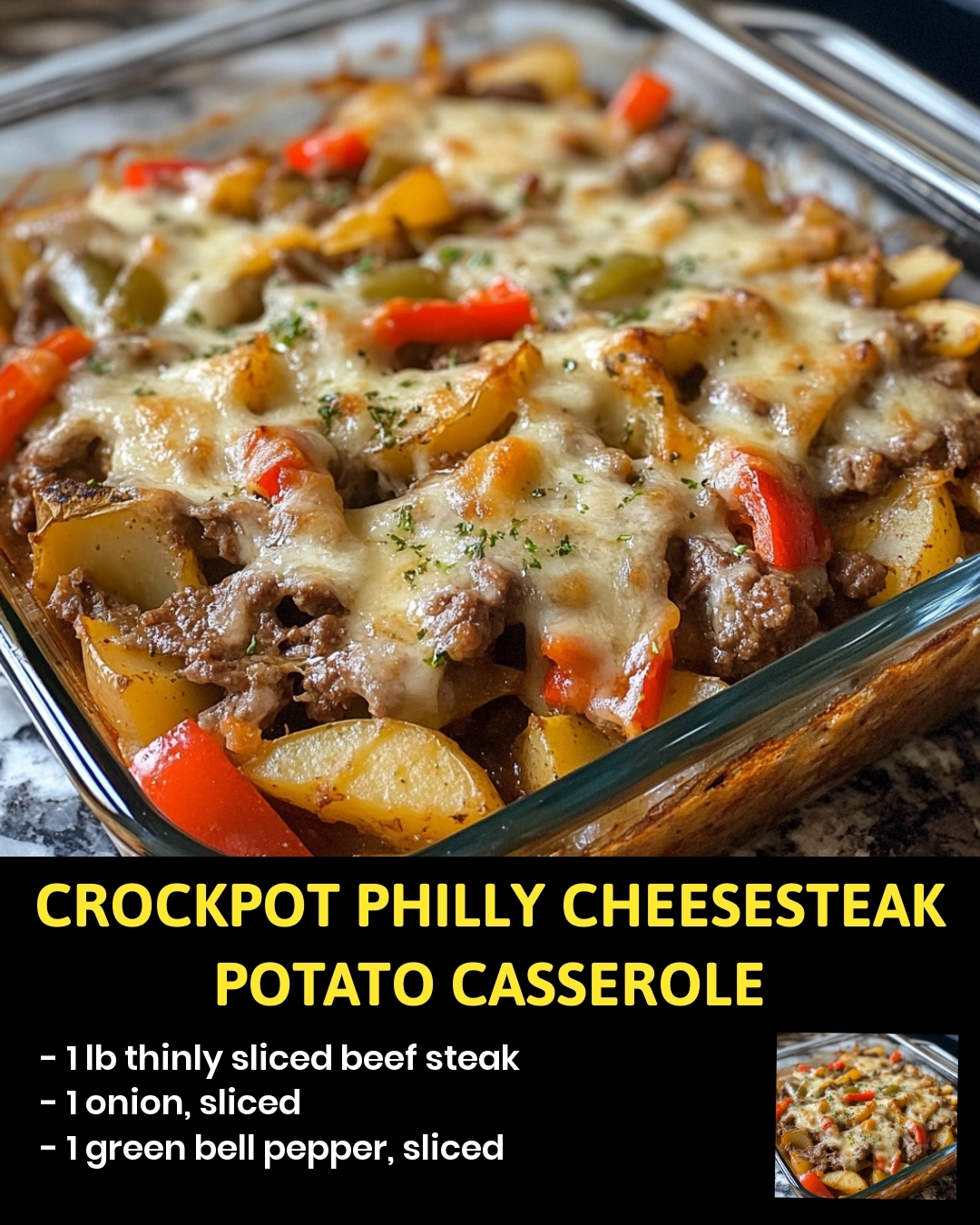 Crockpot Philly Cheesesteak Potato Casserole