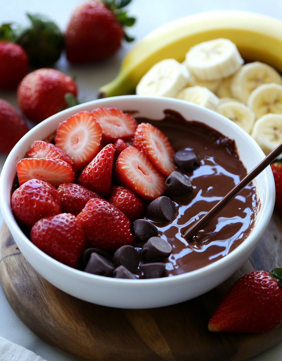 Chocolate Fondue with Fresh Fruits Valentine’s Day
