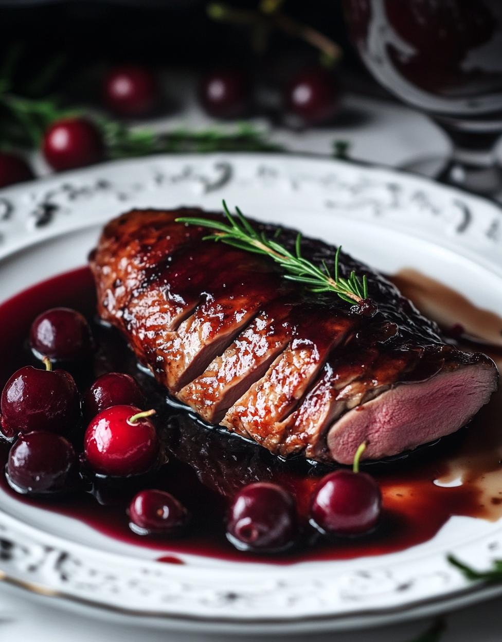 Crispy Duck Breast with Cherry Sauce Dinner Party