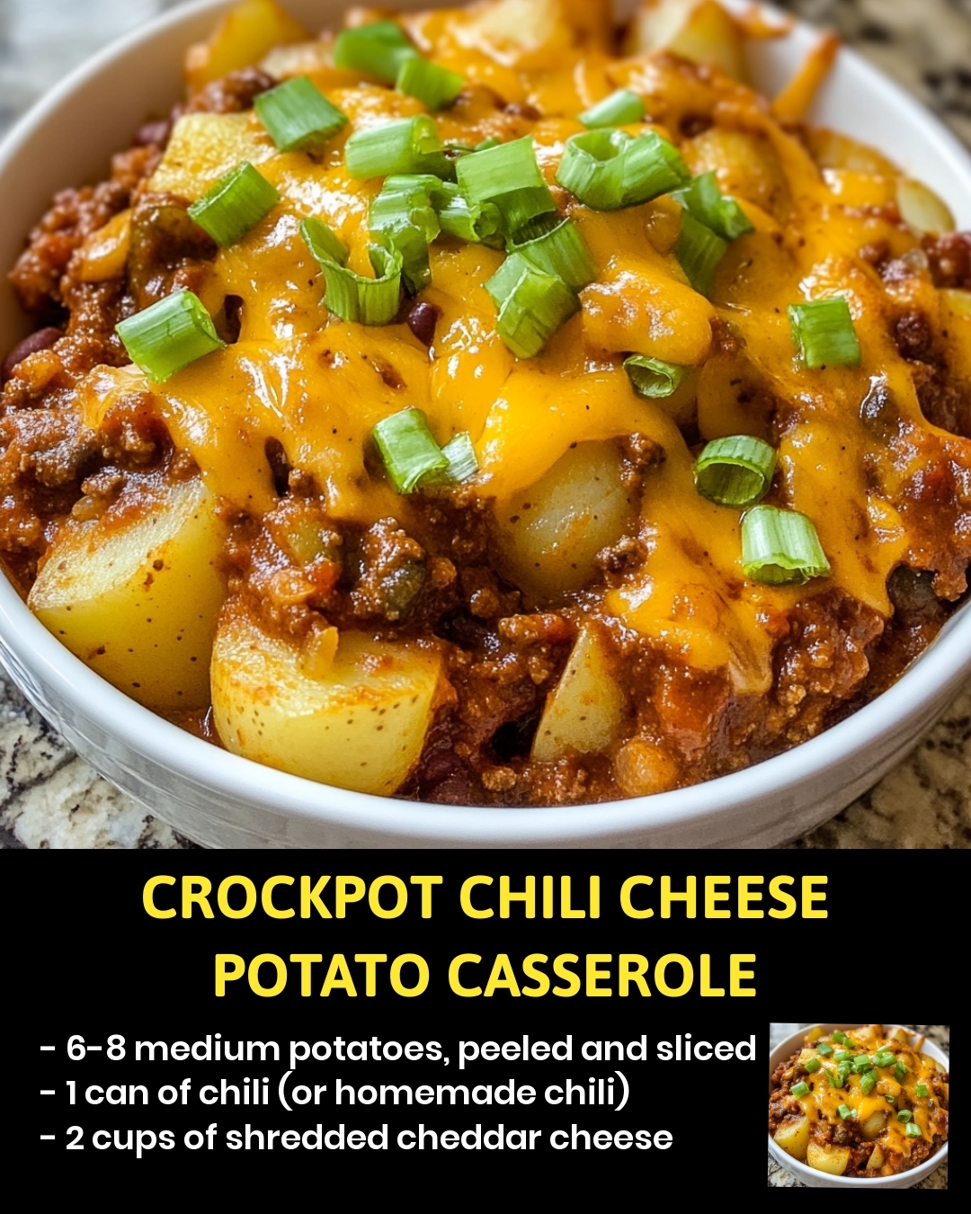 Crockpot Chili Cheese Potato Casserole