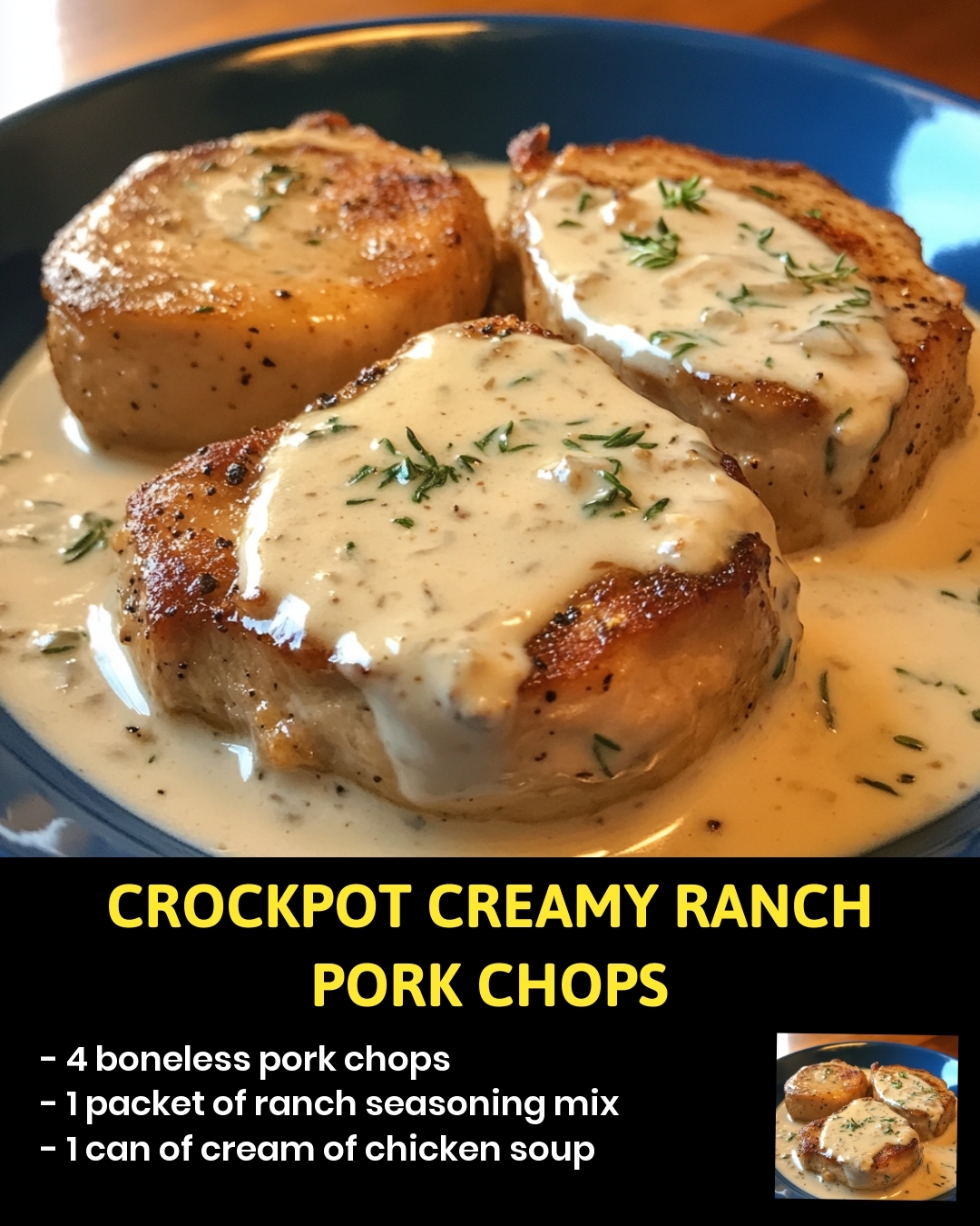 Crockpot Creamy Ranch Pork Chops