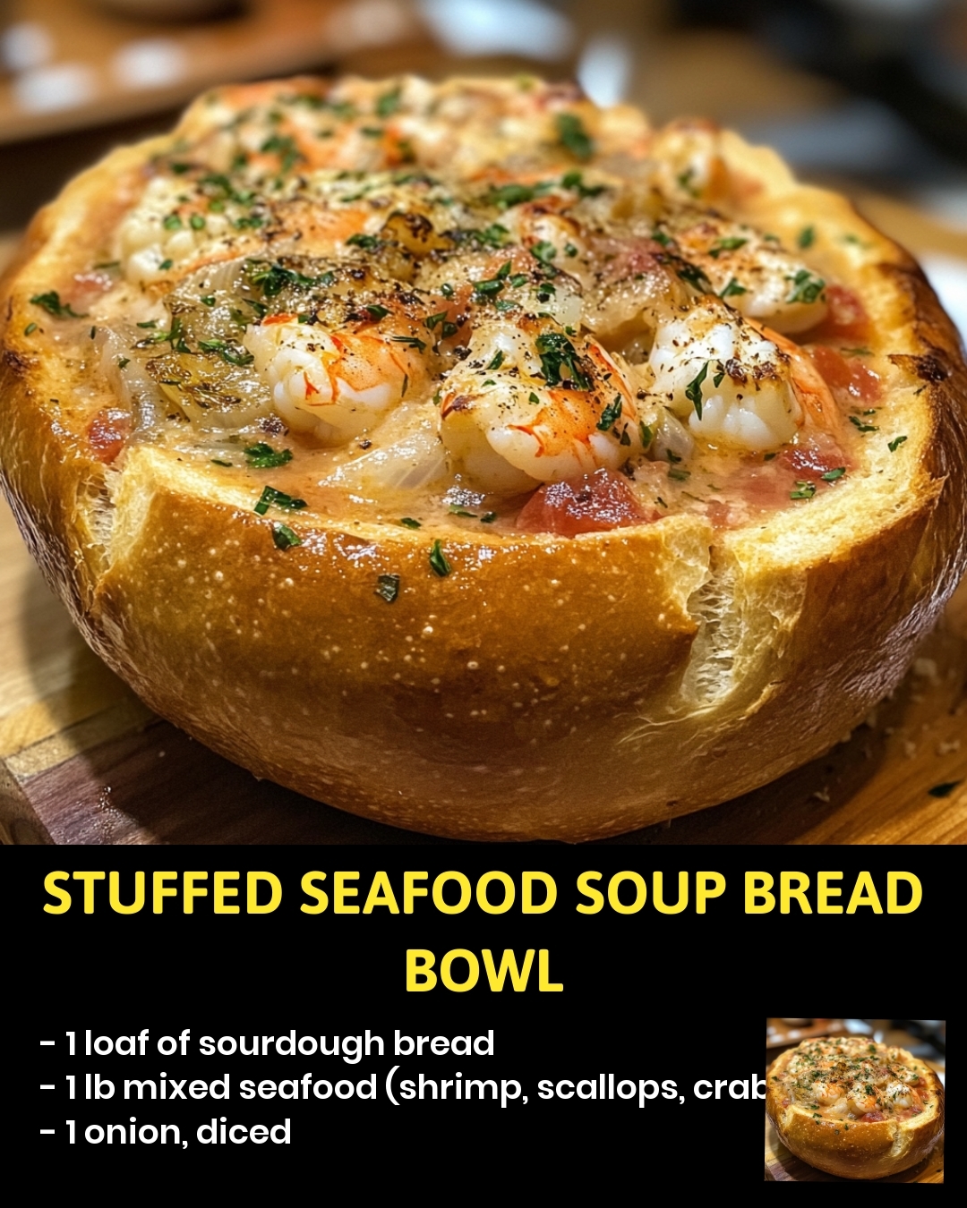 Stuffed Seafood Soup Bread Bowl