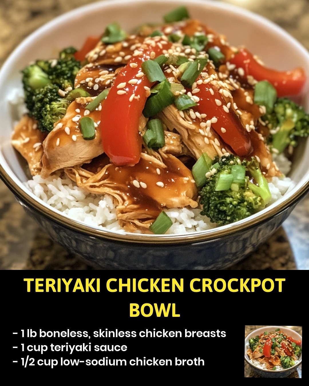 Teriyaki Chicken Crockpot Bowl