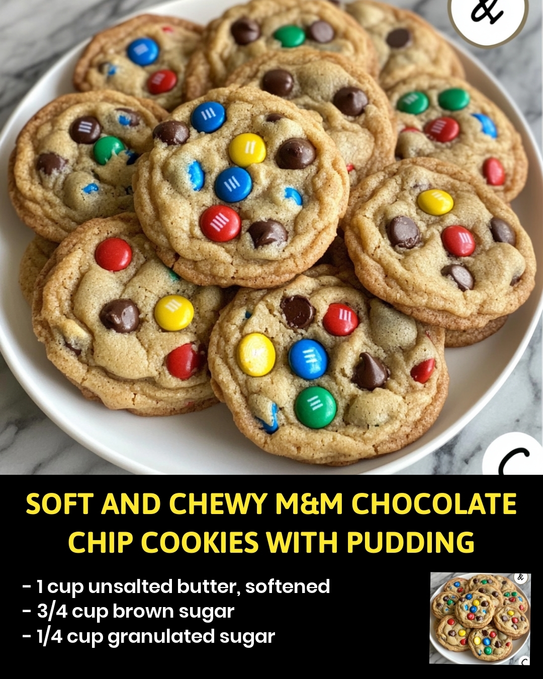 Soft Chewy M&M Chocolate Chip Cookies Pudding