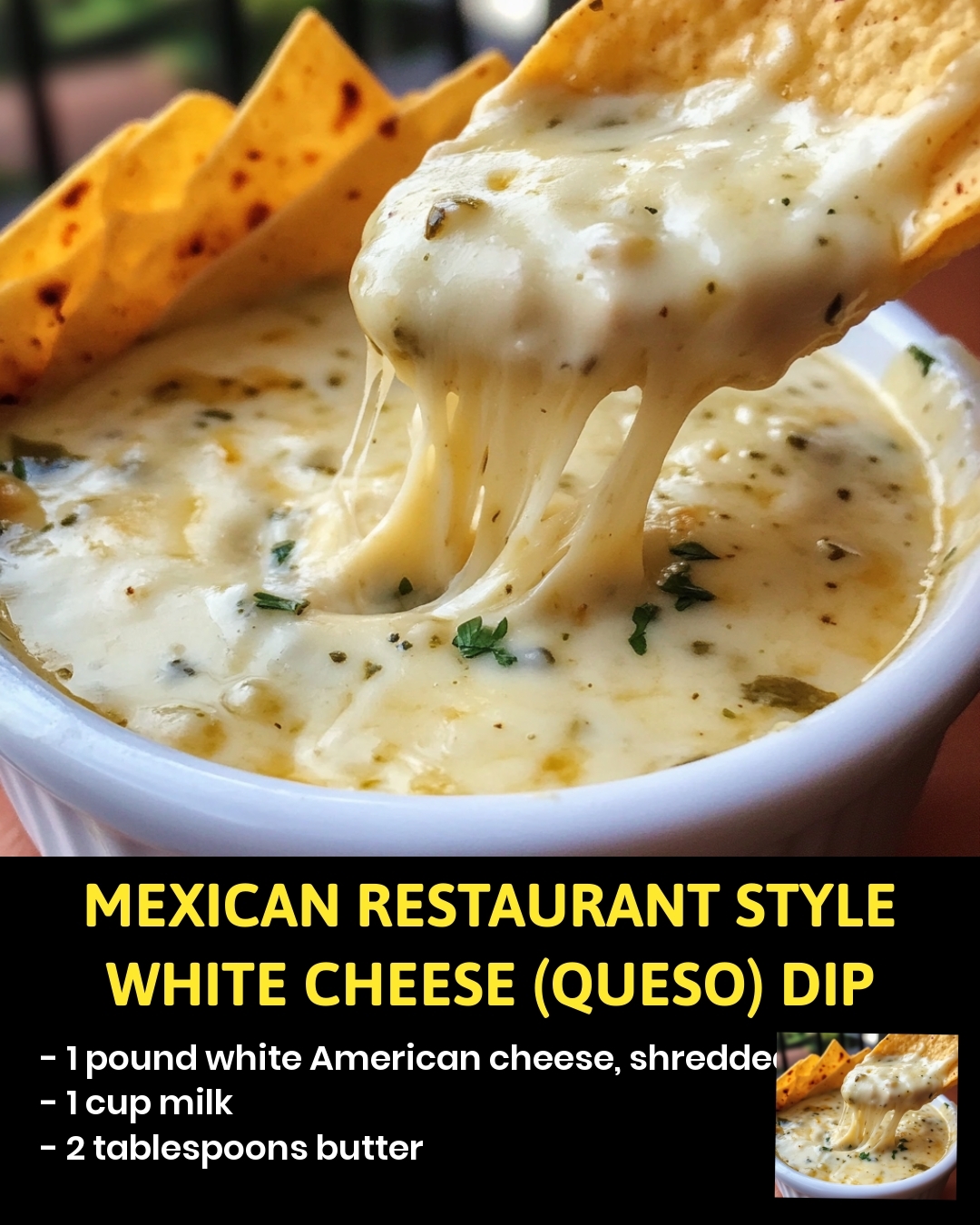 Mexican Restaurant Style White Cheese (Queso) Dip