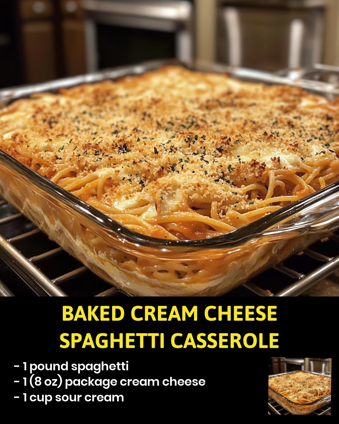 Baked Cream Cheese Spaghetti Casserole