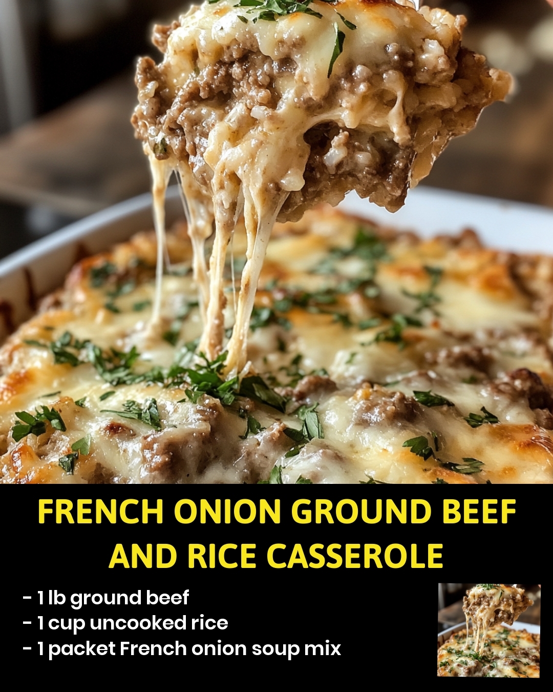 French Onion Ground Beef and Rice Casserole