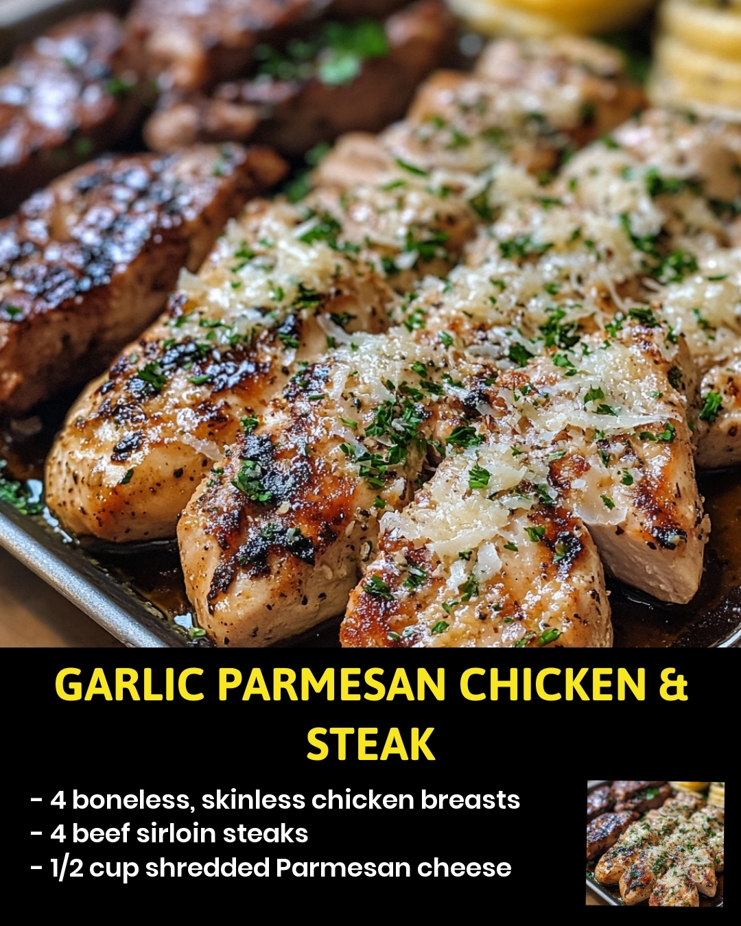 Garlic Parmesan Chicken & Steak