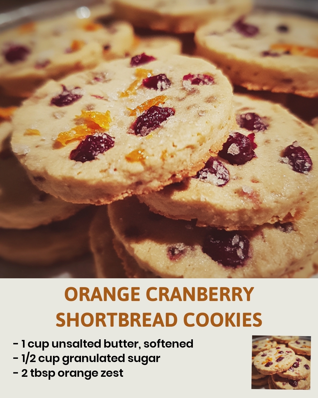 Orange Cranberry Shortbread Cookies