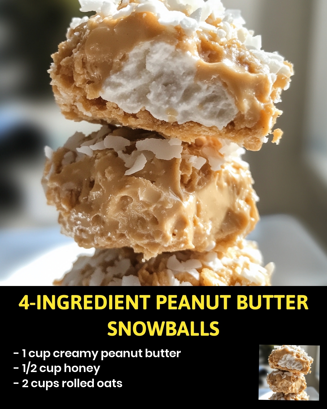 4-Ingredient Peanut Butter Snowballs