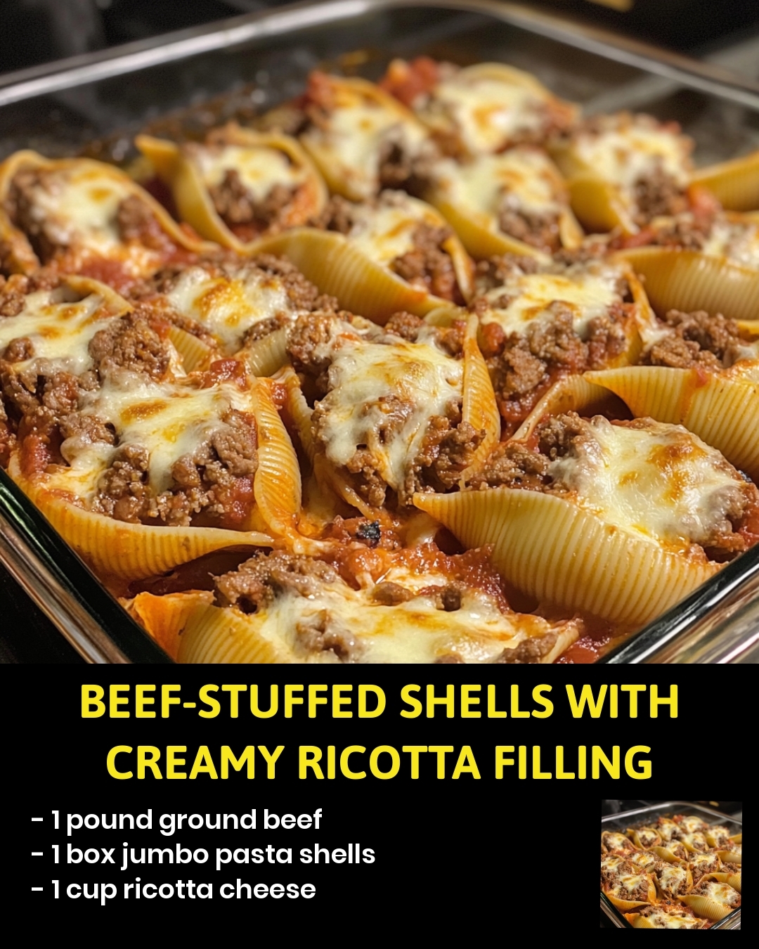 Beef-Stuffed Shells with Creamy Ricotta Filling