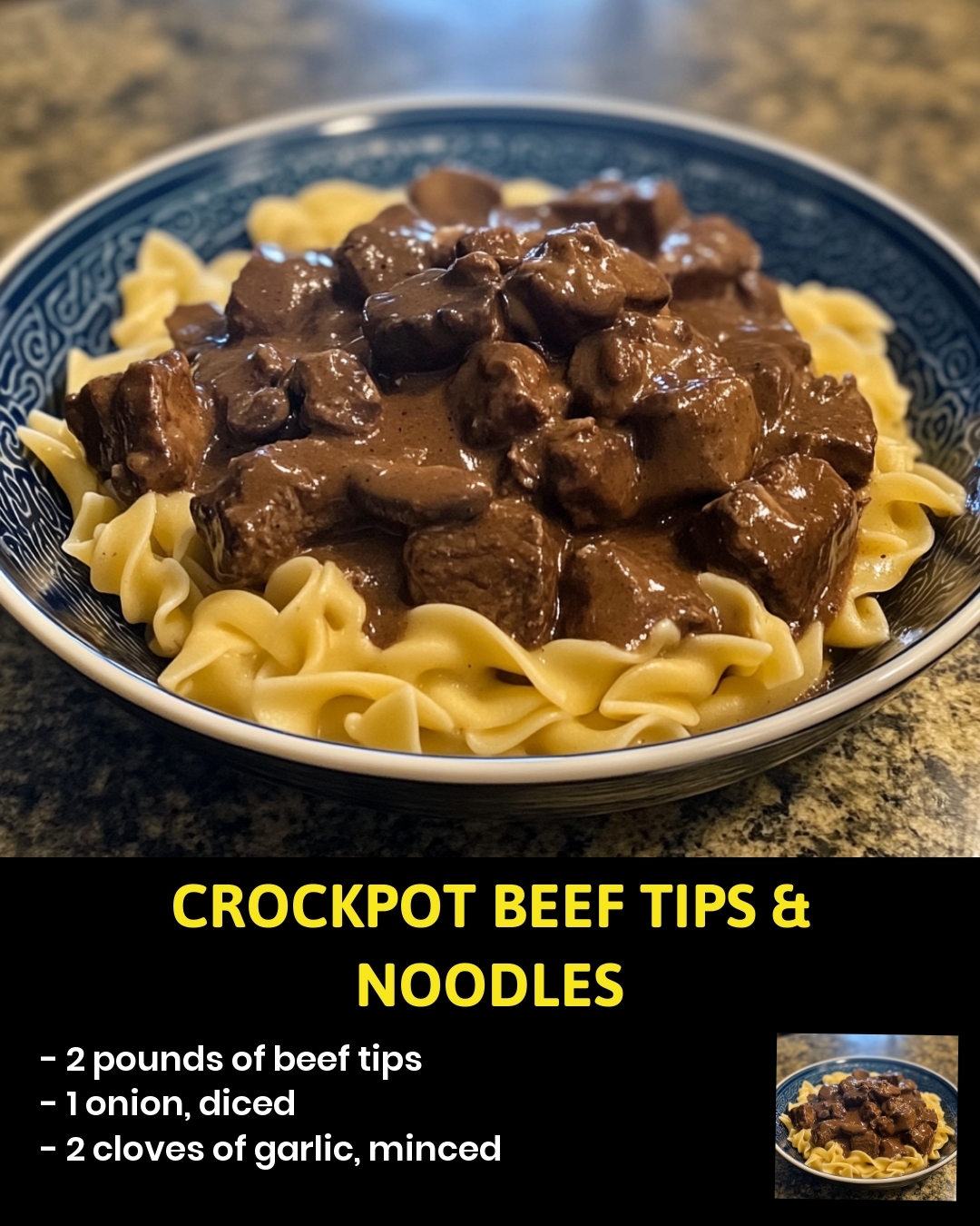 Crockpot Beef Tips & Noodles