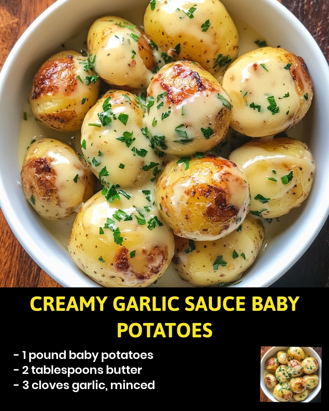 Creamy Garlic Sauce Baby Potatoes