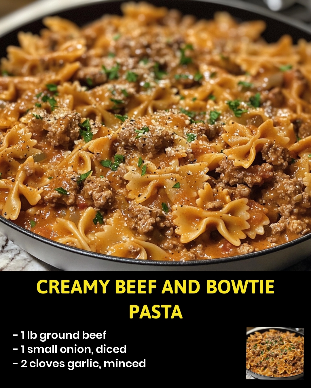 Creamy Beef and Bowtie Pasta