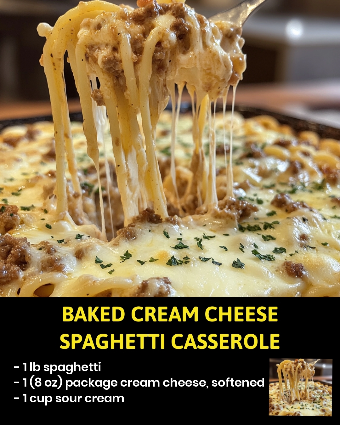 Baked Cream Cheese Spaghetti Casserole