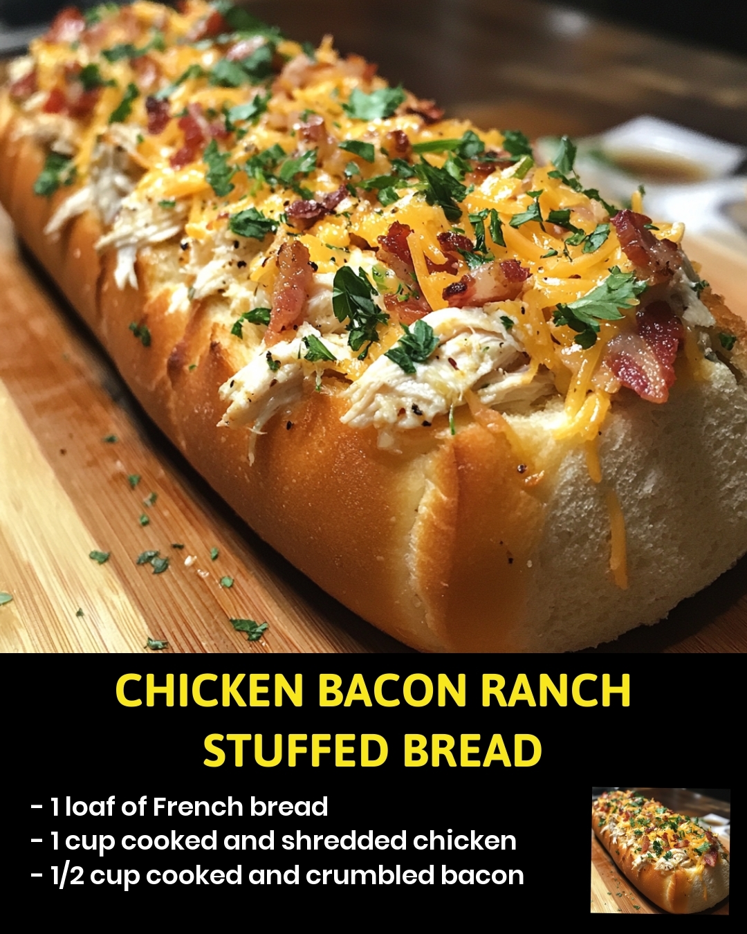 Chicken Bacon Ranch Stuffed Bread