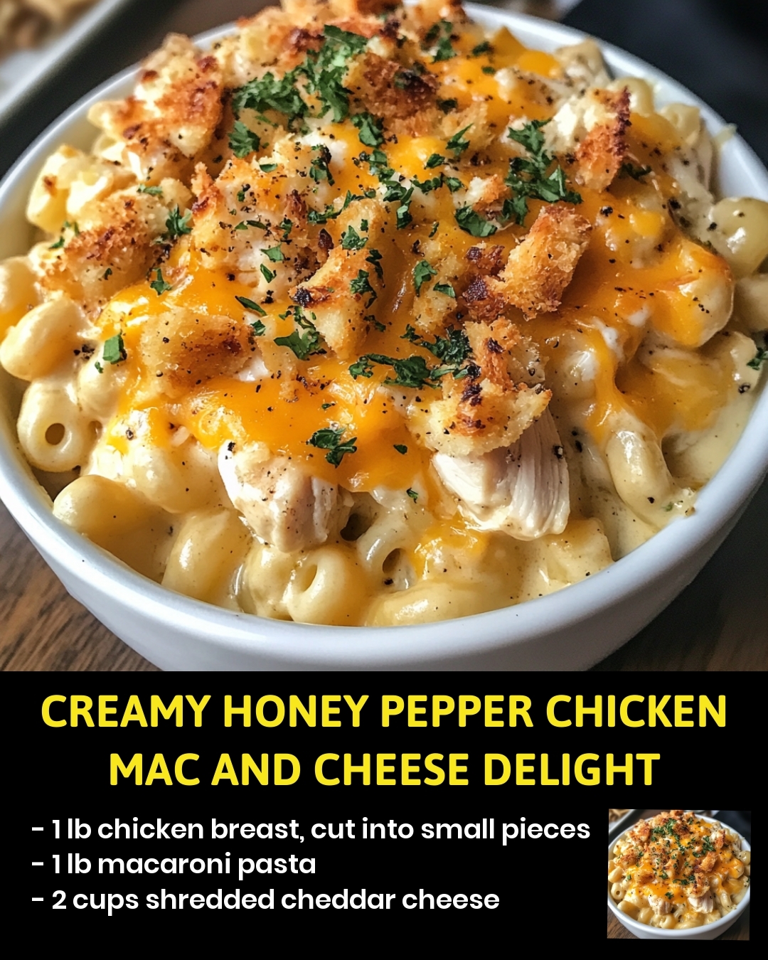 Creamy Honey Pepper Chicken Mac and Cheese Delight