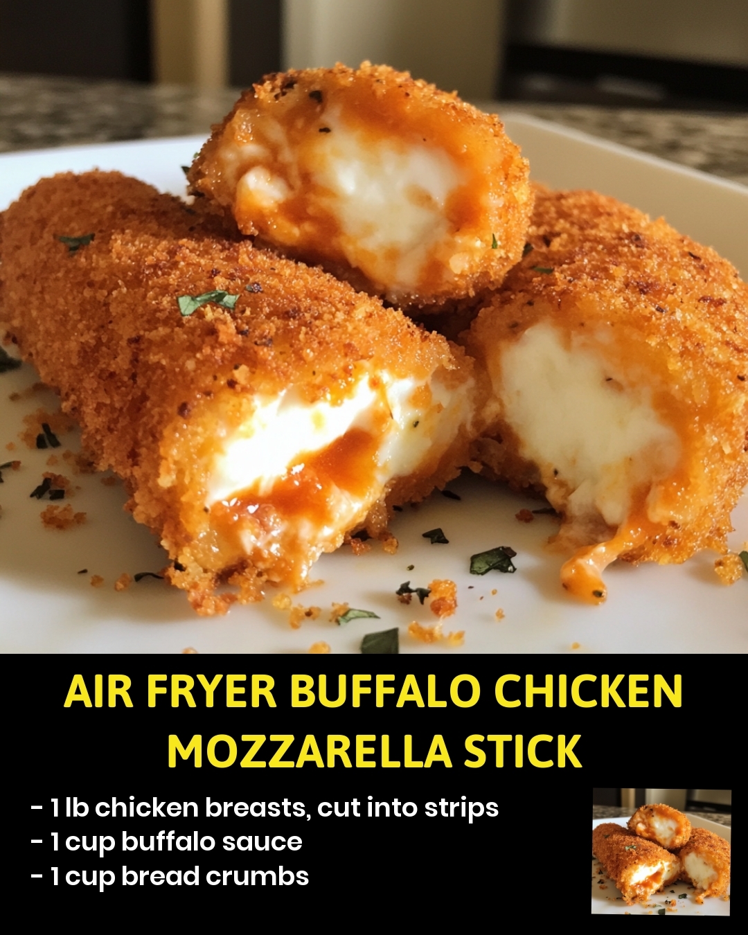 Air Fryer Buffalo Chicken Mozzarella Sticks