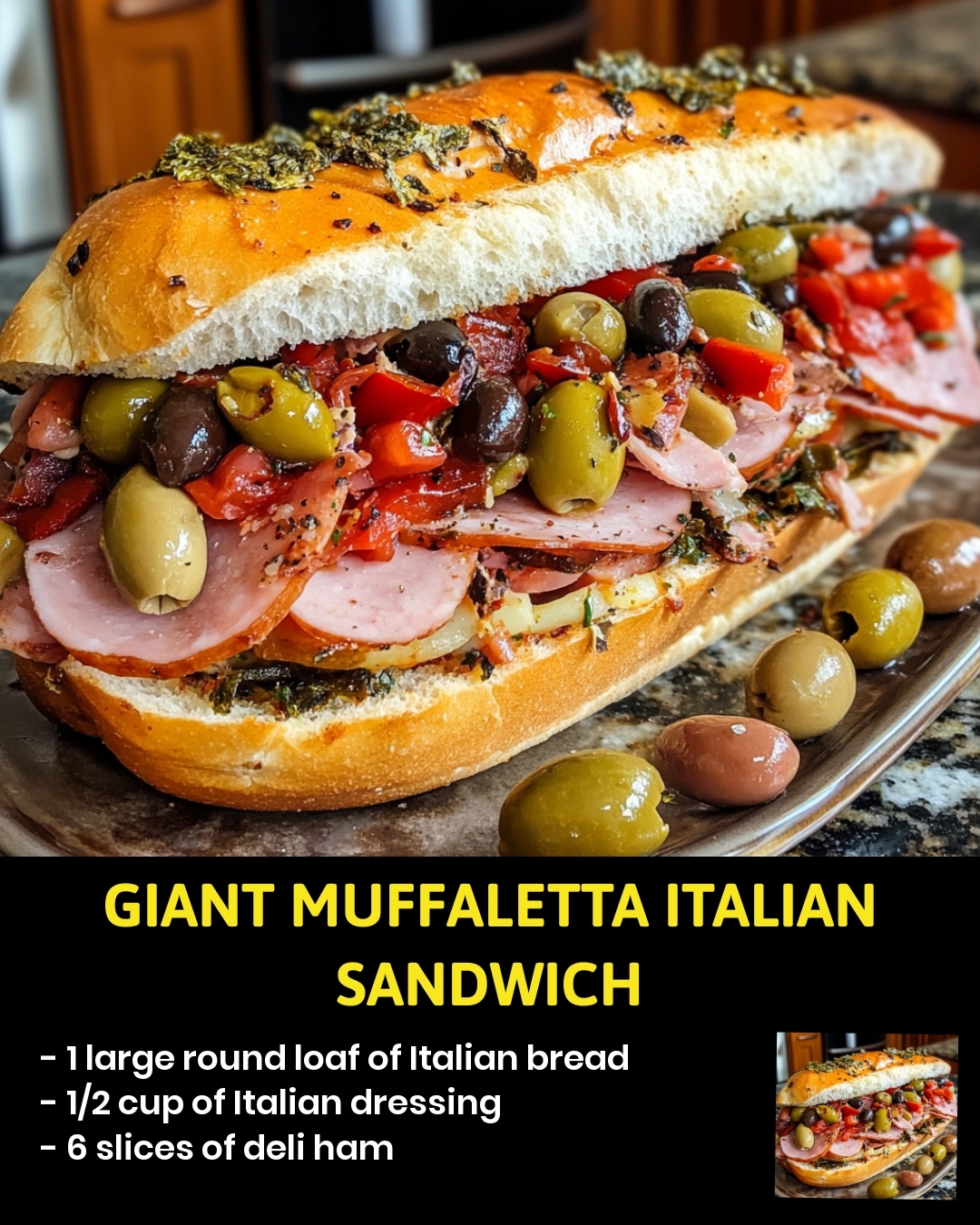 Giant Muffaletta Italian Sandwich