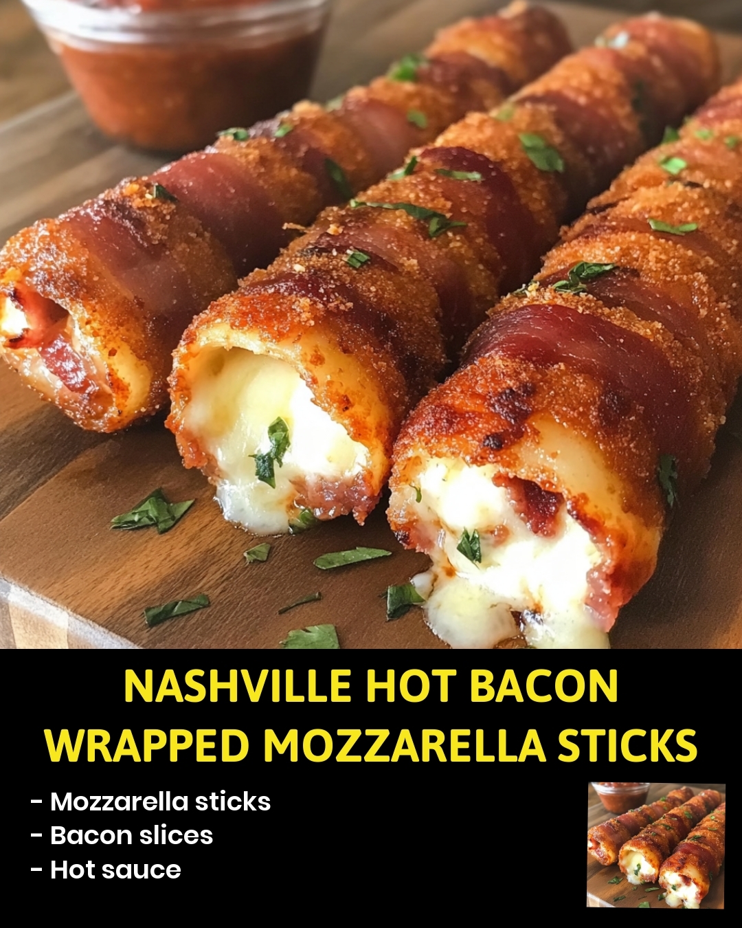 Nashville Hot Bacon Wrapped Mozzarella Sticks