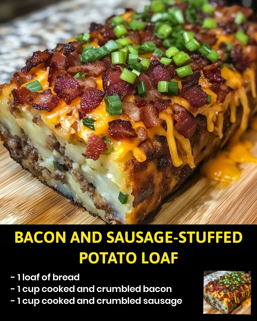 Bacon and Sausage-Stuffed Potato Loaf