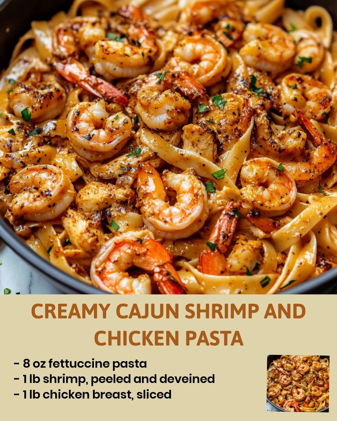 Creamy Cajun Shrimp and Chicken Pasta
