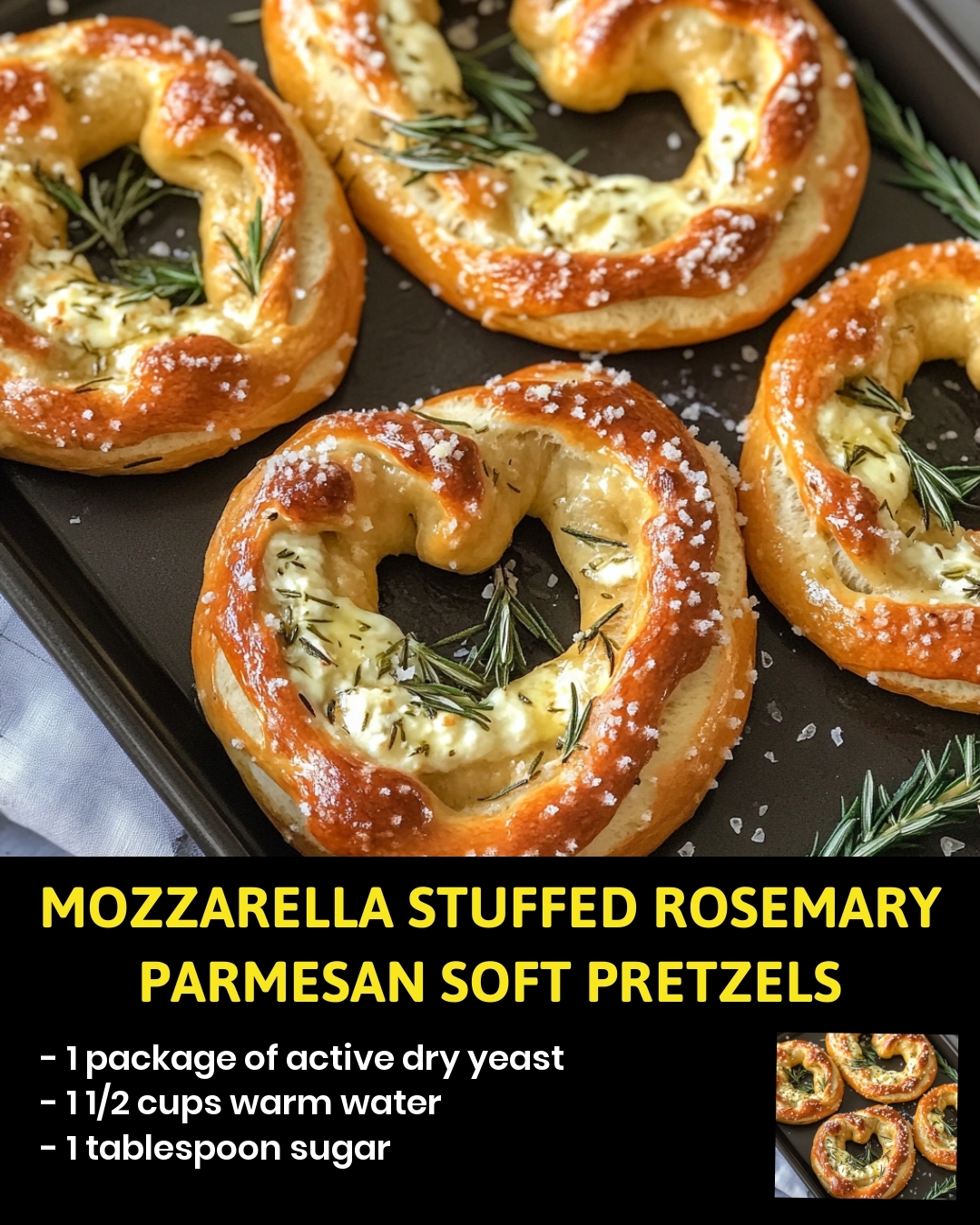 Mozzarella Stuffed Rosemary Parmesan Soft Pretzels