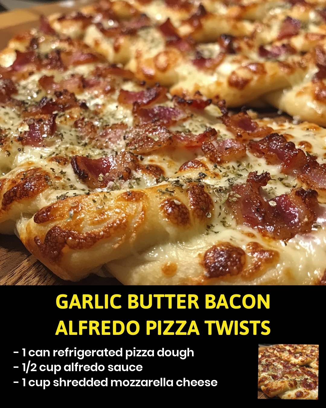 Garlic Butter Bacon Alfredo Pizza Twists