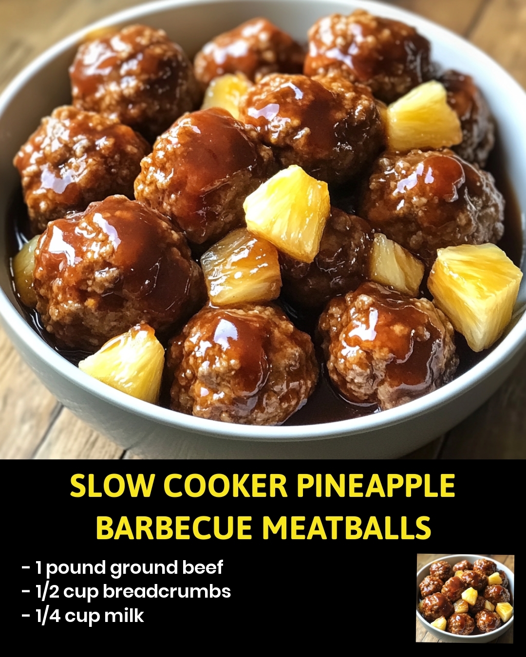 Slow Cooker Pineapple Barbecue Meatballs