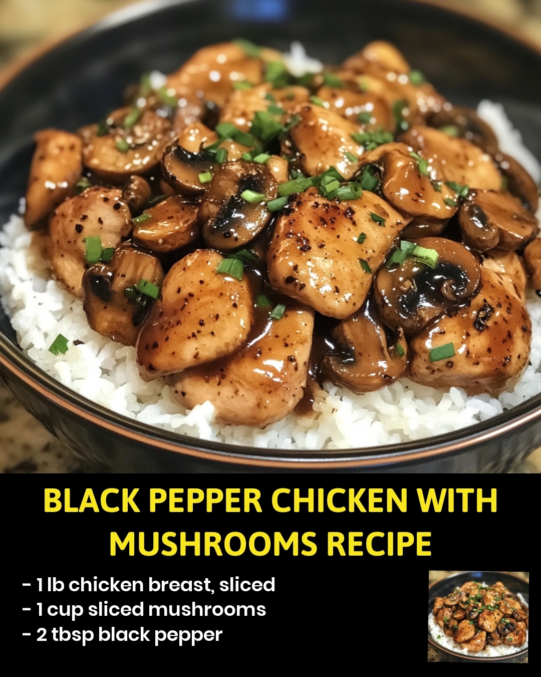 Black Pepper Chicken with Mushrooms Recipe