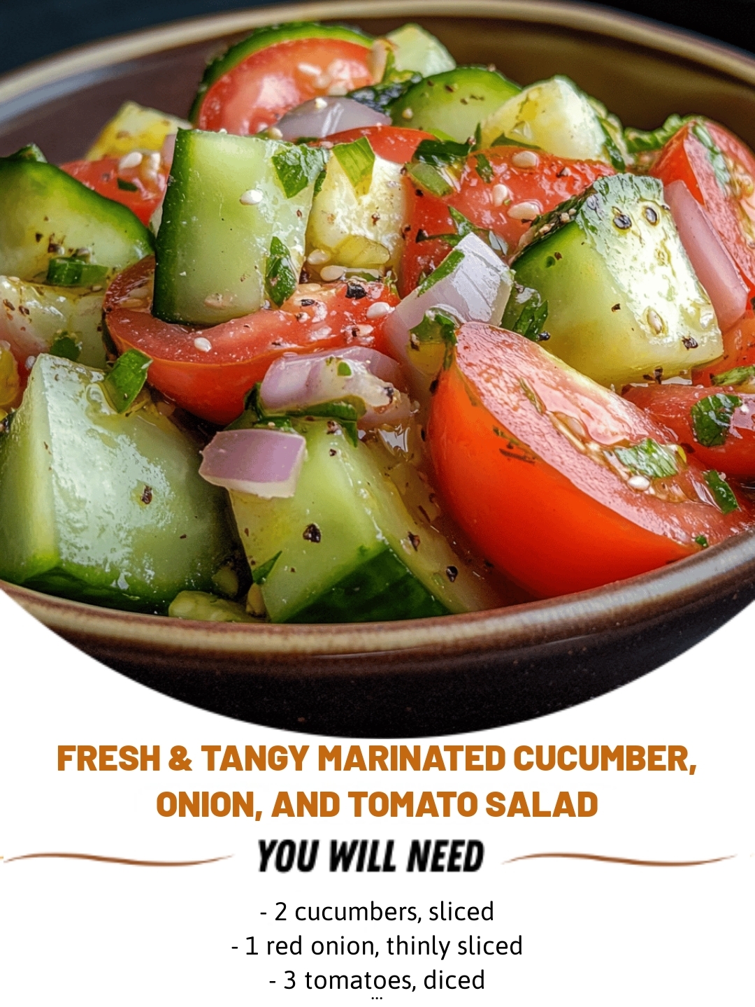 Fresh & Tangy Marinated Cucumber, Onion, and Tomato Salad
