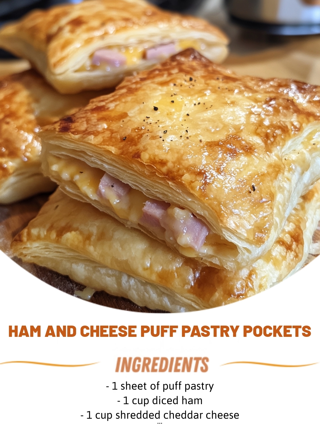 Ham and Cheese Puff Pastry Pockets