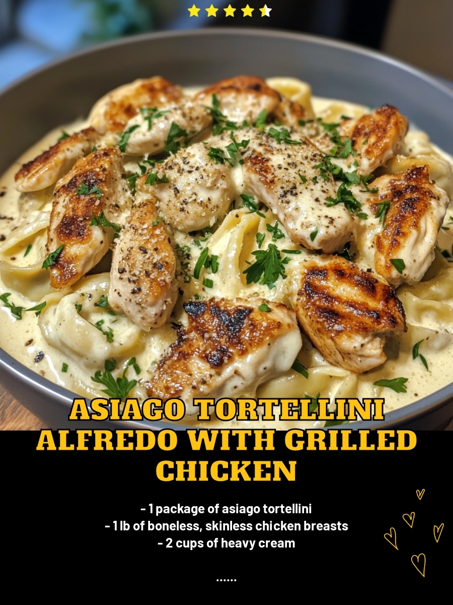 Asiago Tortellini Alfredo with Grilled Chicken
