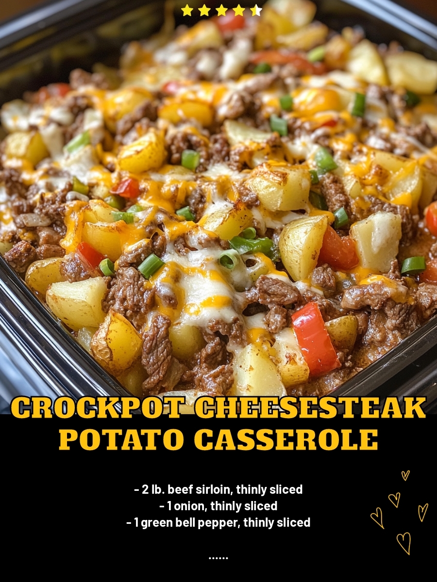 Crockpot Cheesesteak Potato Casserole