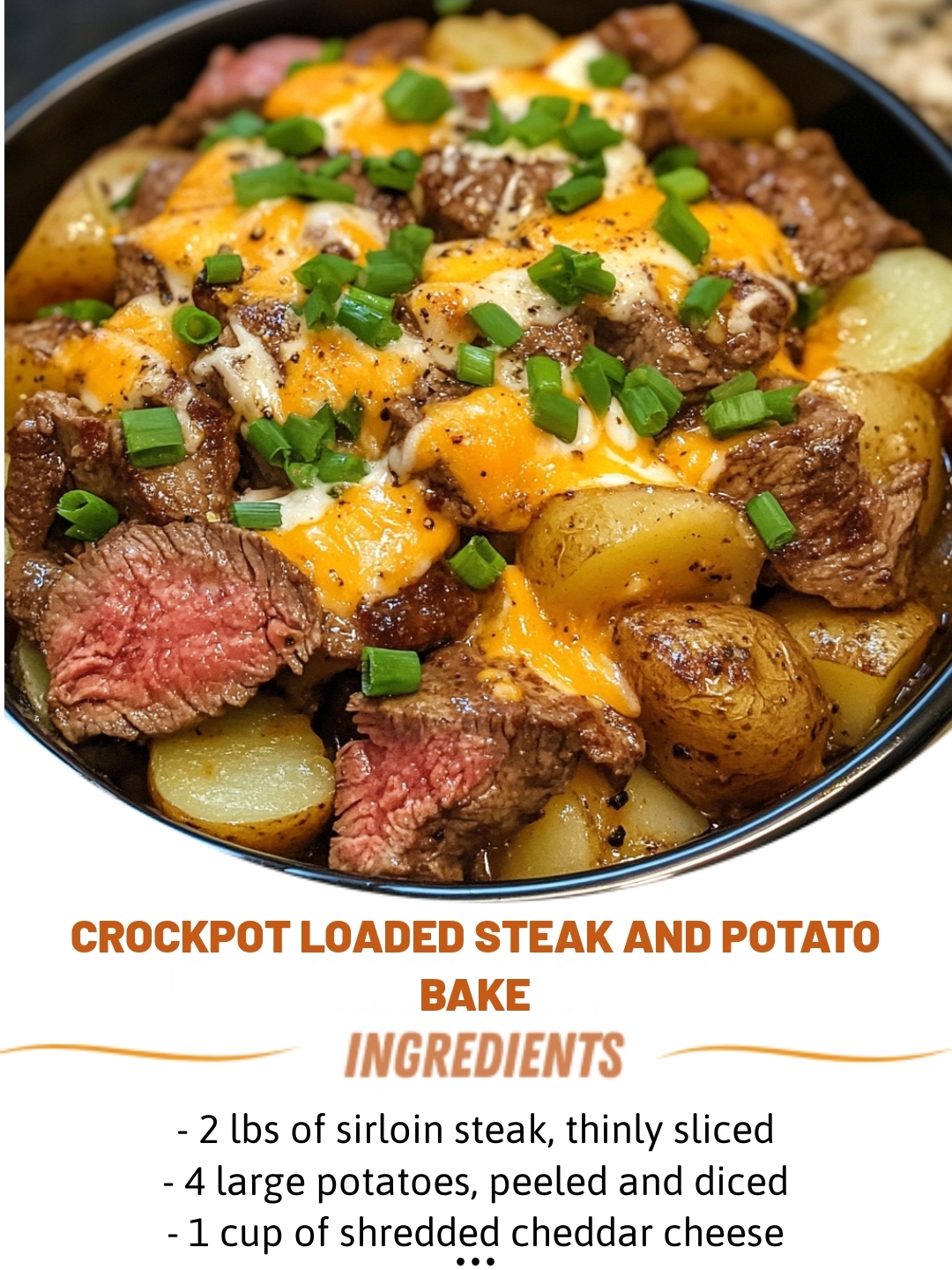 Crockpot Loaded Steak and Potato Bake